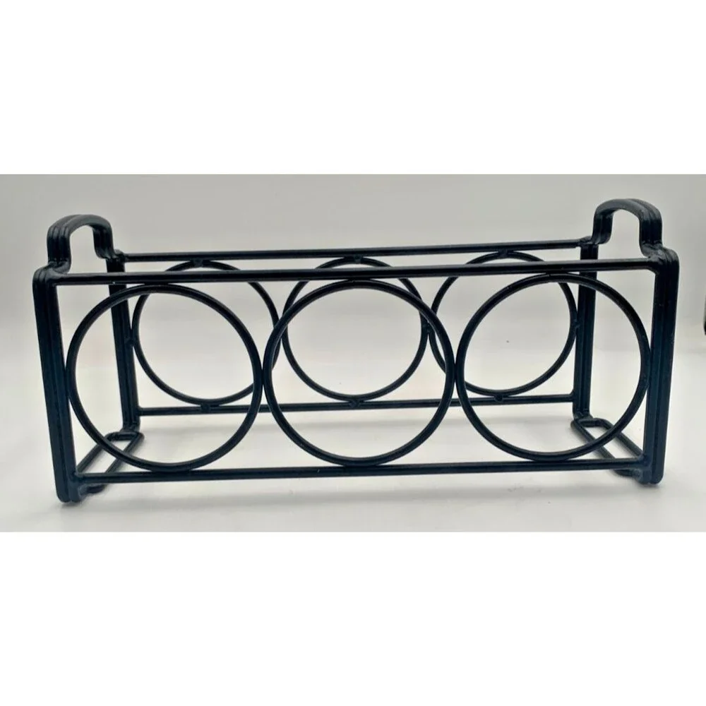 Modern Black Metal 3-Bottle Wine Rack Tabletop Horizontal Bottle Holder Barware